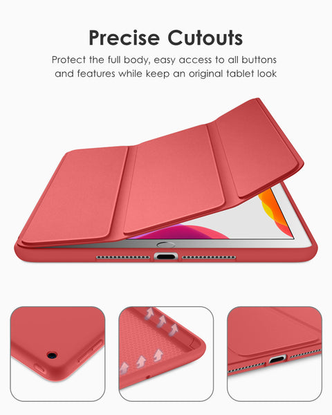 DTTO iPad 9th/ 8th/ 7th Generation 10.2 Case, Lightweight Soft TPU Back for iPad 10.2 Inch (2021/2020/2019) [Auto Wake/Sleep + Trifold Stand] - Rose Gold