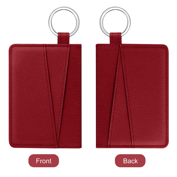 DTTO Slim Card Holder Wallet for Men & Women, Minimalist PU Leather Front Pocket Credit Card Case with Keychain Ring, Black