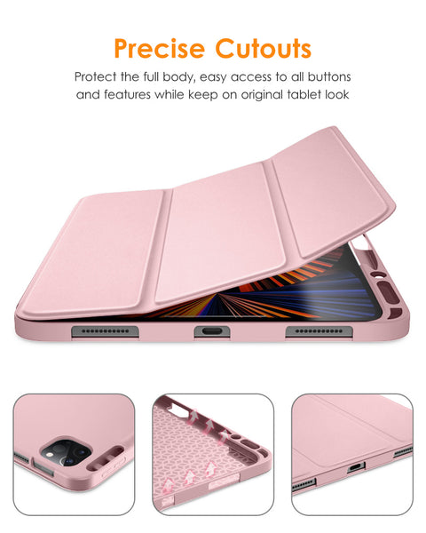 DTTO iPad Pro 12.9 case 2021 [Full Body Protection+Apple 2nd Pencil Charging+ Auto Sleep/Wake] Soft TPU Smart Back Cover Case, Ice Blue