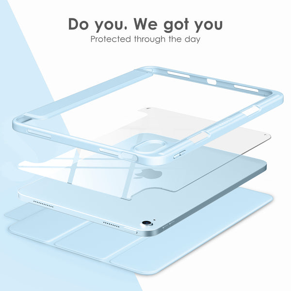 DTTOCASE iPad 10th Generation Case 2022, iPad 10.9 Inch Case with Clear Transparent Back and TPU Shockproof Frame Cover [Built-in Pencil Holder, Support Auto Sleep/Wake] -Watermelon