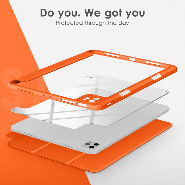 DTTOCASE for iPad Air Case 5th / 4th Generation 10.9 Inch (2022/2020),iPad Pro 11 Inch Case with Transparent Shockproof Back Cover[Built-in Pencil Holder,Auto Sleep/Wake,Camera Protection]-Blue Purple