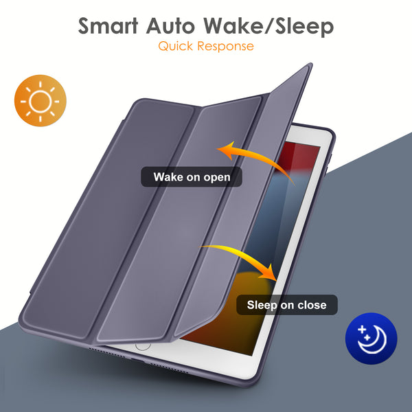 DTTO for iPad 9th/8th/7th Generation 10.2 inch 2021/2020/2019 Case, Lightweight Smart Trifold Stand with Hard PC Clear Transparent Back Shockproof Cover with Pencil Holder - Black