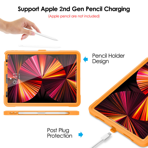 DTTO New iPad Pro 11 inch Case 2022(4th Gen)/2021(3rd Gen), [Screen Protector] Dual Layer Full Body Protection Cover with Pencil Holder, Also Fit iPad Pro 11’’ 2020&2018/iPad Air 5/Air 4 - Black