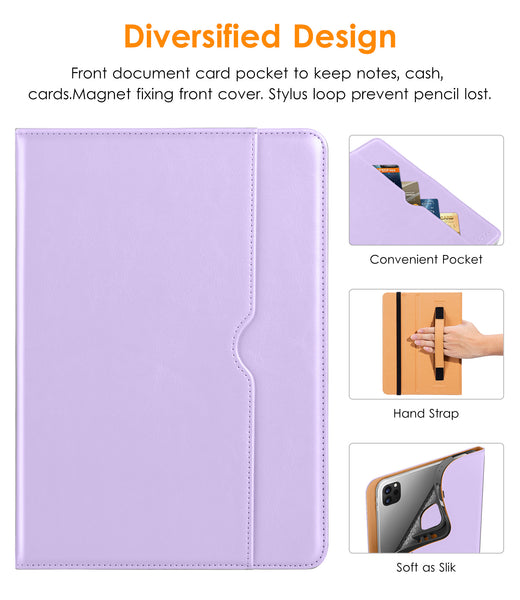 DTTO iPad Pro 12.9 6th / 5th / 4th / 3rd Generation Case 2022/2021/2020/2018, Premium Leather Folio Stand Cover with Built-in Apple Pencil Holder -Auto Wake/Sleep and Multi Viewing Angles,Brown