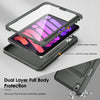 DTTO Shockproof Case for iPad Mini 6 2021, Dual Layer Full Body Tough Rugged Stand Cover Case, Built-in Screen Protector and Pencil Holder for iPad Mini 6 8.3 inch 2021 Release, Deep Black