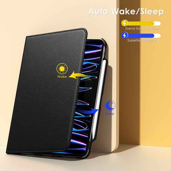 DTTOCASE Rotating Case for iPad 10th Generation 2022, 10.9 Inch iPad Smart Folio Leather Cover with Pencil Holder, 360 Degree Rotating Protective Stand，and Close Strip - Brown