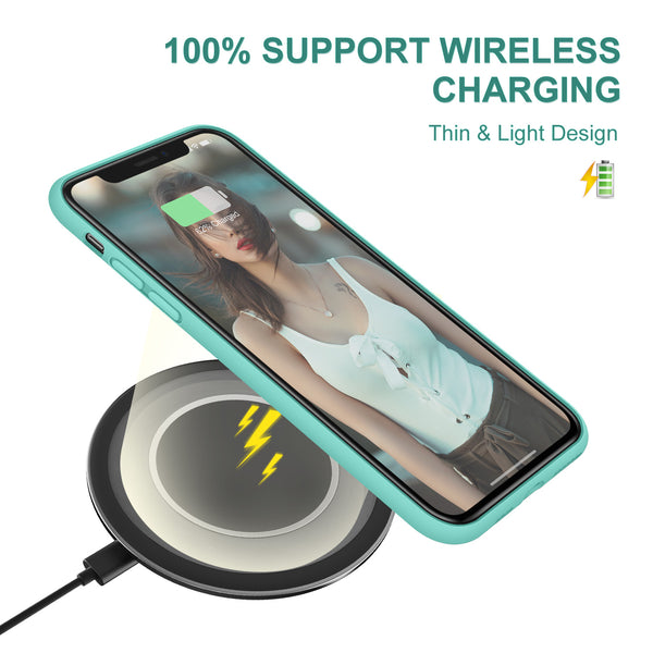 DTTO Compatible with iPhone 11 Case, [Romance Series] Full Covered Silicone Cover [Enhanced Camera and Screen Protection] with Honeycomb Grid Pattern Cushion for iPhone 11 6.1” 2019, Mint Green