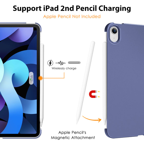 DTTO iPad Air Case 5th / 4th Generation 10.9 Inch, Hard Back, Sparkled and Sheen Front Cover for iPad Air 10.9" 5th / 4th Gen 2022 2020, Support 2nd Gen Pencil, Auto Sleep/Wake - Snow Blue