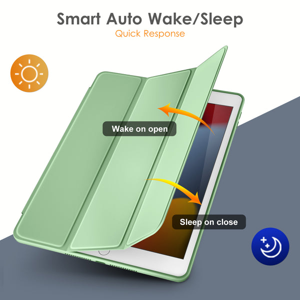 DTTO for iPad 9th/8th/7th Generation 10.2 inch 2021/2020/2019 Case, Lightweight Smart Trifold Stand with Hard PC Clear Transparent Back Shockproof Cover with Pencil Holder - Black