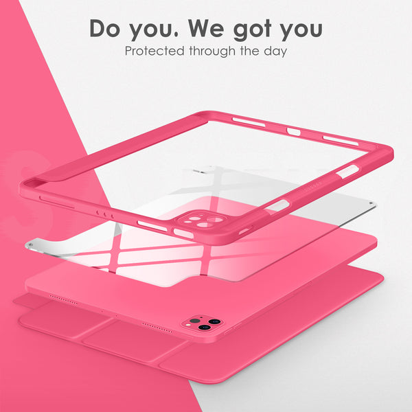 DTTOCASE for iPad Air Case 5th / 4th Generation 10.9 Inch (2022/2020),iPad Pro 11 Inch Case with Transparent Shockproof Back Cover[Built-in Pencil Holder,Auto Sleep/Wake,Camera Protection]-Blue Purple