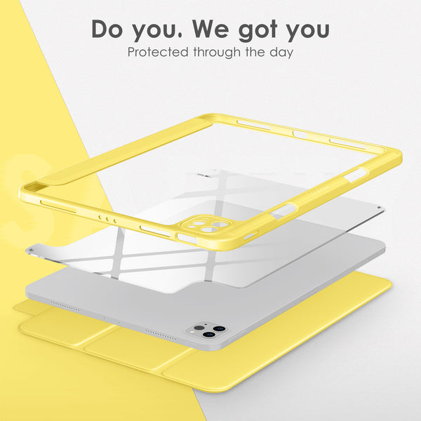 DTTOCASE for iPad Air Case 5th / 4th Generation 10.9 Inch (2022/2020),iPad Pro 11 Inch Case with Transparent Shockproof Back Cover[Built-in Pencil Holder,Auto Sleep/Wake,Camera Protection]-Blue Purple