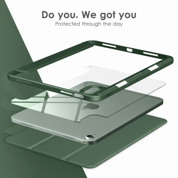 DTTOCASE iPad 10th Generation Case 2022, iPad 10.9 Inch Case with Clear Transparent Back and TPU Shockproof Frame Cover [Built-in Pencil Holder, Support Auto Sleep/Wake] -Black