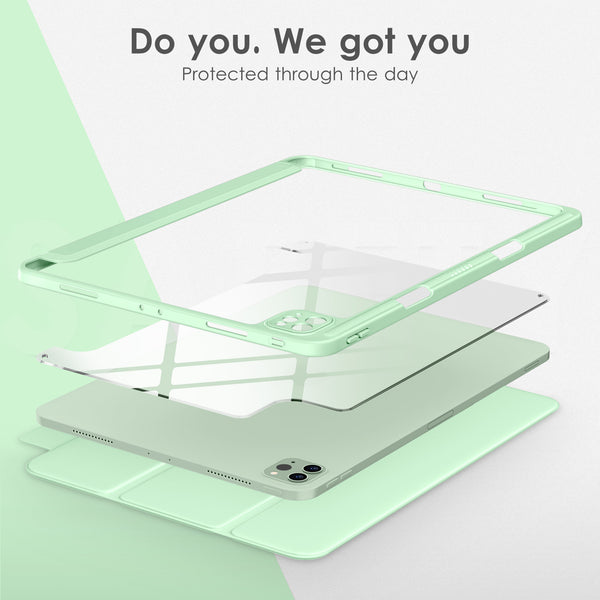 DTTOCASE iPad Pro 12.9 Case 6th / 5th / 4th / 3rd Generation 2022/2021 / 2020/2018,12.9 inch Clear Back Cover[Built-in Pencil Holder,Auto Sleep/Wake,Camera Protection] for iPad Pro-Blue Purple