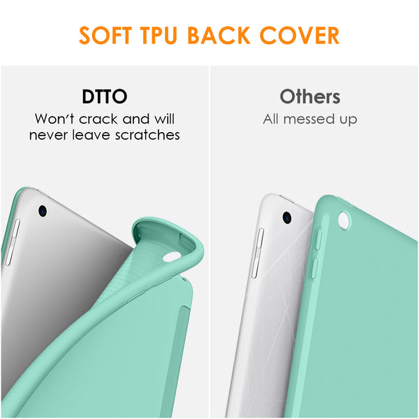 DTTO iPad 9th/ 8th/ 7th Generation 10.2 Case, Lightweight Soft TPU Back for iPad 10.2 Inch (2021/2020/2019) [Auto Wake/Sleep + Trifold Stand] - Rose Gold