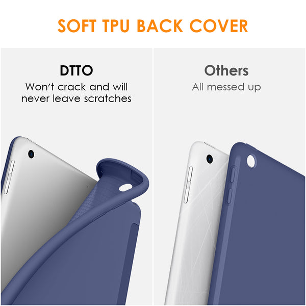 DTTO iPad 9th/ 8th/ 7th Generation 10.2 Case, Lightweight Soft TPU Back for iPad 10.2 Inch (2021/2020/2019) [Auto Wake/Sleep + Trifold Stand] - Rose Gold