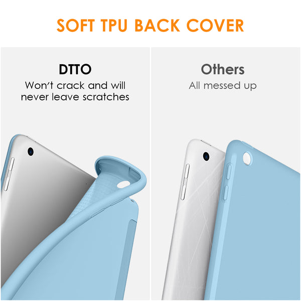 DTTO iPad 9th/ 8th/ 7th Generation 10.2 Case, Lightweight Soft TPU Back for iPad 10.2 Inch (2021/2020/2019) [Auto Wake/Sleep + Trifold Stand] - Rose Gold