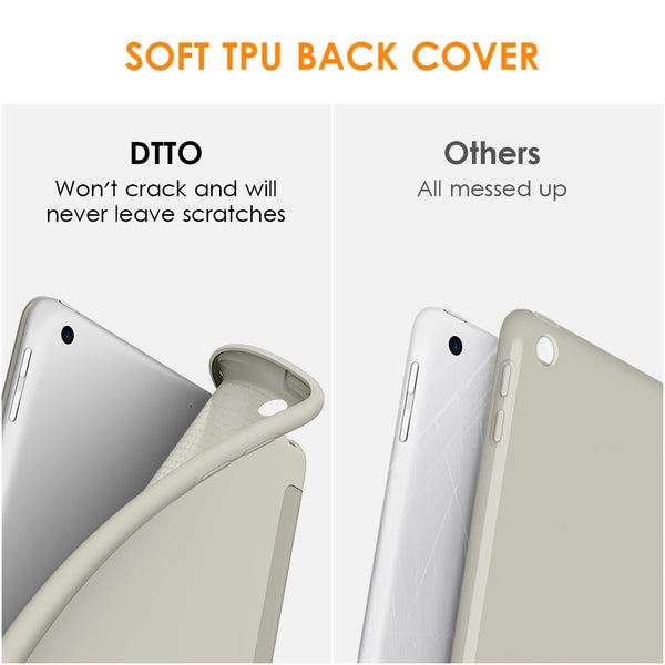 DTTO iPad 9th/ 8th/ 7th Generation 10.2 Case, Lightweight Soft TPU Back for iPad 10.2 Inch (2021/2020/2019) [Auto Wake/Sleep + Trifold Stand] - Rose Gold