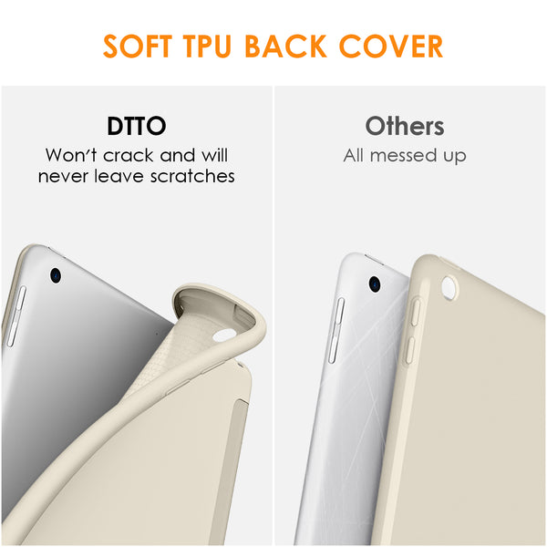 DTTO iPad 9th/ 8th/ 7th Generation 10.2 Case, Lightweight Soft TPU Back for iPad 10.2 Inch (2021/2020/2019) [Auto Wake/Sleep + Trifold Stand] - Rose Gold