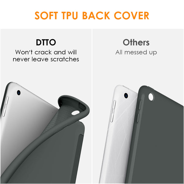 DTTO iPad 9th/ 8th/ 7th Generation 10.2 Case, Lightweight Soft TPU Back for iPad 10.2 Inch (2021/2020/2019) [Auto Wake/Sleep + Trifold Stand] - Rose Gold