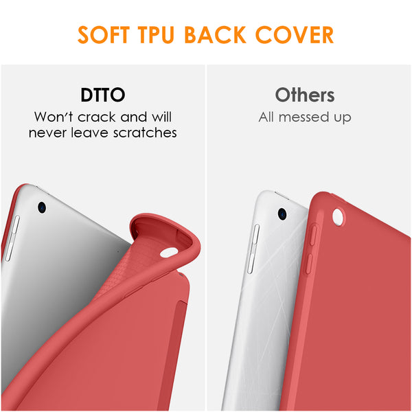 DTTO iPad 9th/ 8th/ 7th Generation 10.2 Case, Lightweight Soft TPU Back for iPad 10.2 Inch (2021/2020/2019) [Auto Wake/Sleep + Trifold Stand] - Rose Gold