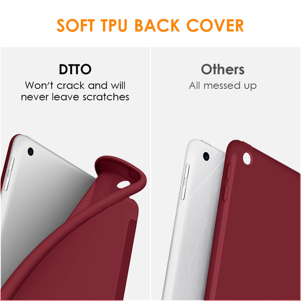 DTTO iPad 9th/ 8th/ 7th Generation 10.2 Case, Lightweight Soft TPU Back for iPad 10.2 Inch (2021/2020/2019) [Auto Wake/Sleep + Trifold Stand] - Rose Gold