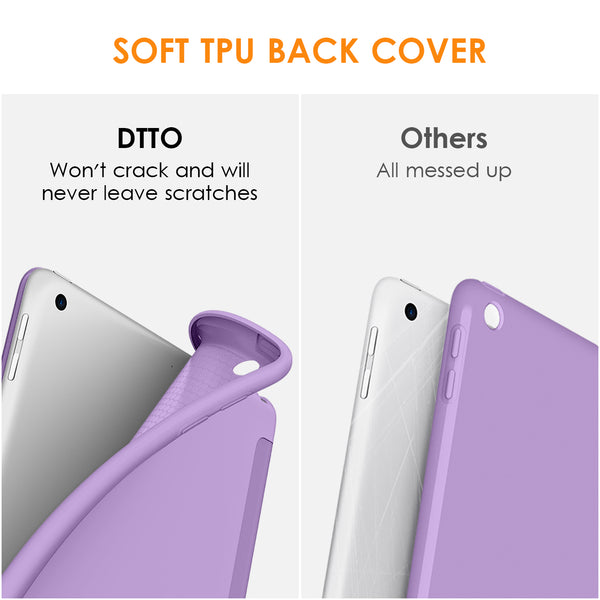 DTTO iPad 9th/ 8th/ 7th Generation 10.2 Case, Lightweight Soft TPU Back for iPad 10.2 Inch (2021/2020/2019) [Auto Wake/Sleep + Trifold Stand] - Rose Gold