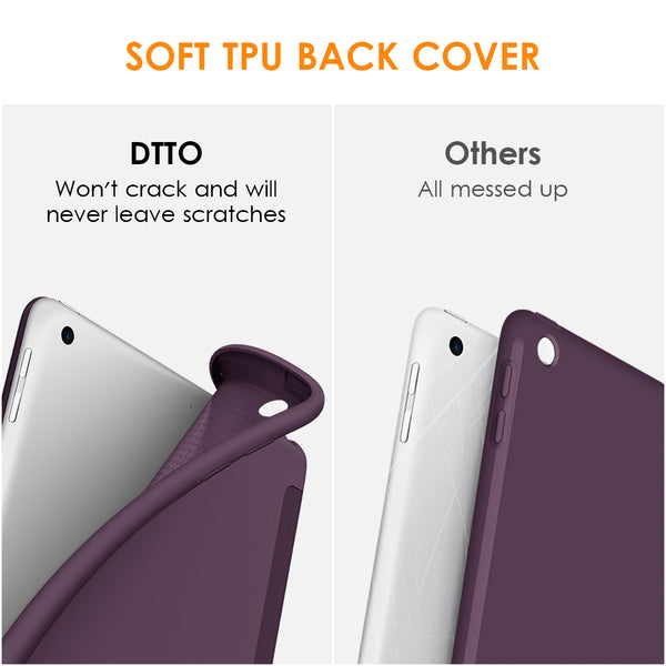 DTTO iPad 9th/ 8th/ 7th Generation 10.2 Case, Lightweight Soft TPU Back for iPad 10.2 Inch (2021/2020/2019) [Auto Wake/Sleep + Trifold Stand] - Rose Gold