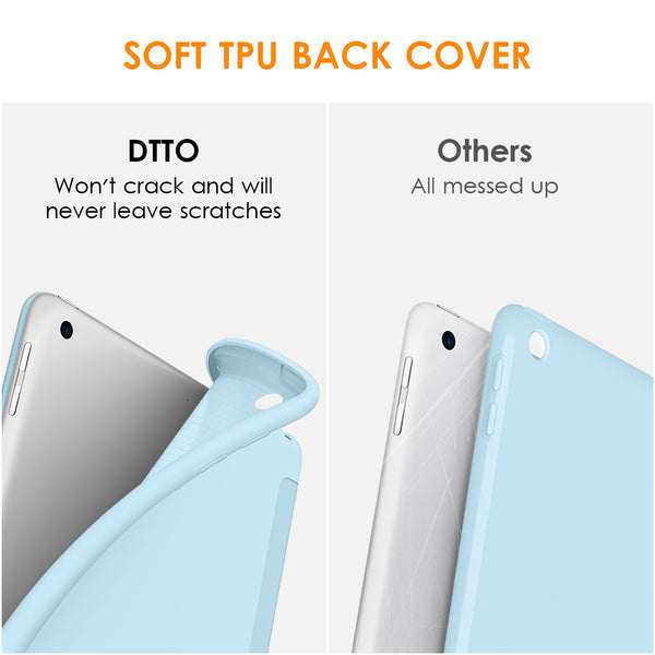 DTTO iPad 9th/ 8th/ 7th Generation 10.2 Case, Lightweight Soft TPU Back for iPad 10.2 Inch (2021/2020/2019) [Auto Wake/Sleep + Trifold Stand] - Rose Gold