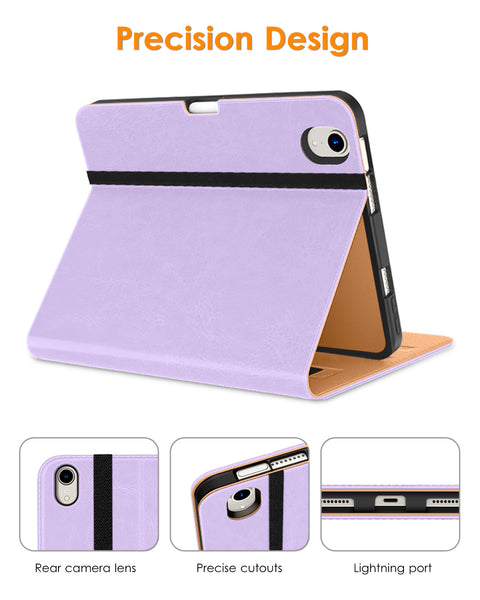 DTTO New iPad Mini 6th Generation Case 8.3 Inch 2021, Premium Leather Business Folio Stand Cover with Built-in Apple Pencil Holder-Auto Wake/Sleep and Multiple Viewing Angles-Black