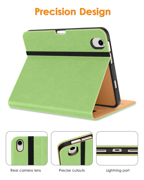 DTTO New iPad Mini 6th Generation Case 8.3 Inch 2021, Premium Leather Business Folio Stand Cover with Built-in Apple Pencil Holder-Auto Wake/Sleep and Multiple Viewing Angles-Black