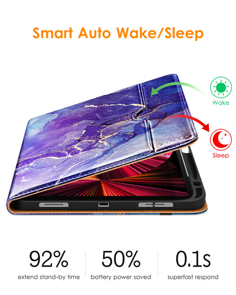 DTTO Case for iPad Pro 11 Inch 4th/3rd/2nd/1st Generation 2022/2021/2020/2018,Premium PU Leather Folio Stand Cover with Hand Strap,Fit iPad Air 4/5 - Auto Wake/Sleep,Multiple Viewing Angles, Brown