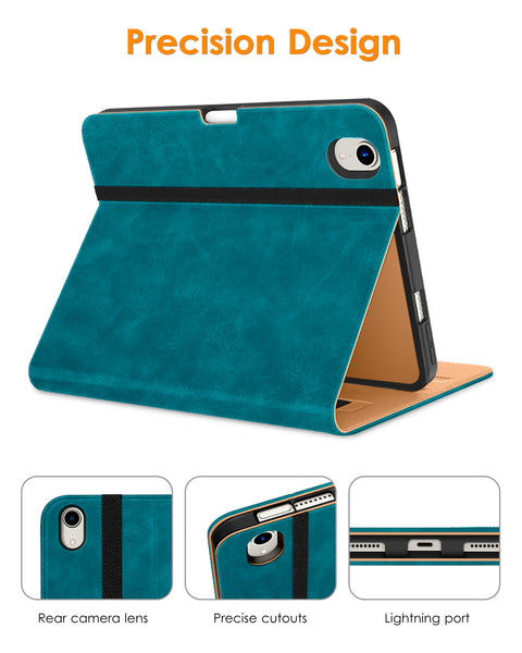 DTTO New iPad Mini 6th Generation Case 8.3 Inch 2021, Premium Leather Business Folio Stand Cover with Built-in Apple Pencil Holder-Auto Wake/Sleep and Multiple Viewing Angles-Black