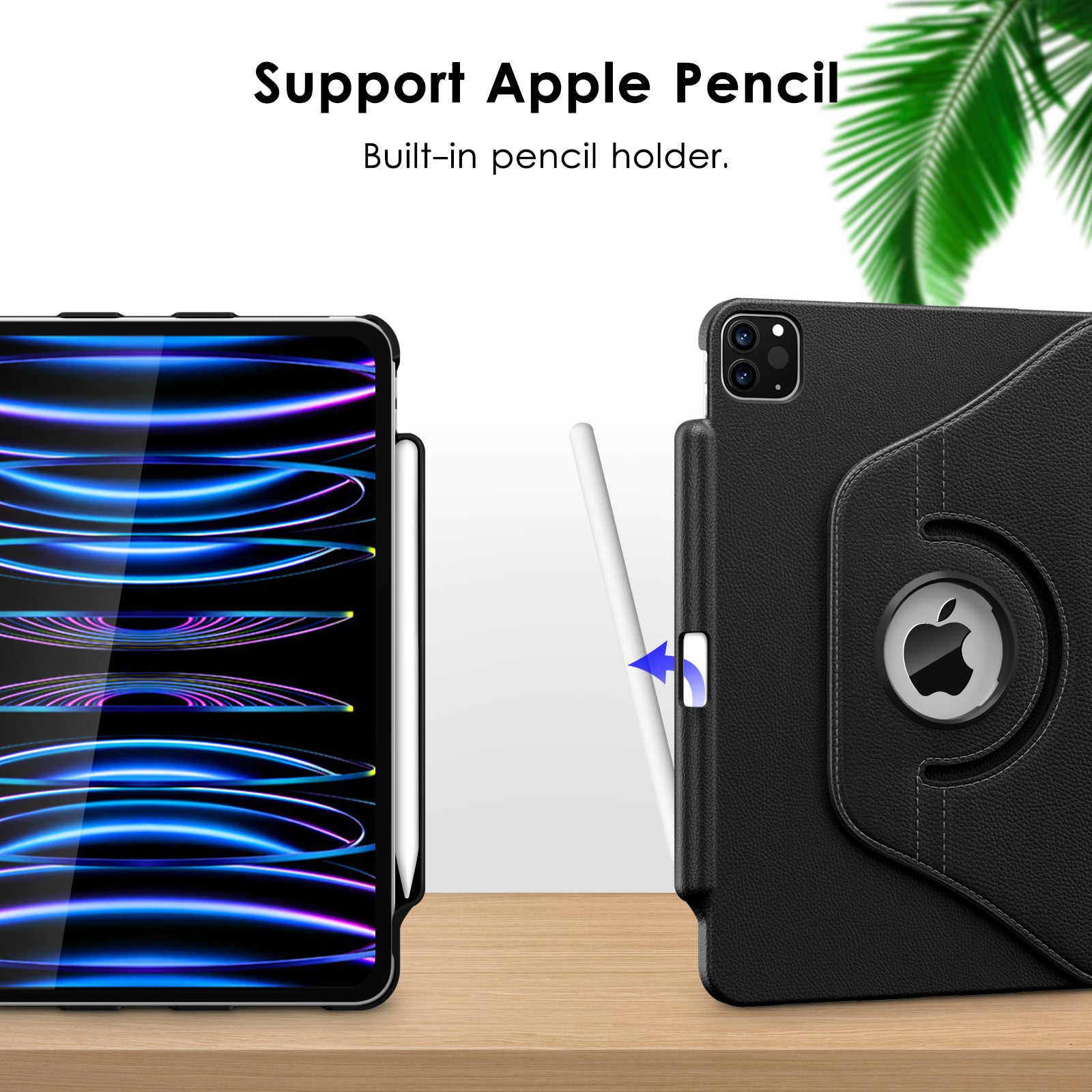 Rotating Case for iPad Pro 11 Inch 4th/3rd/2nd/1st Generation 2022/2021/2020/2018,iPad Air Case 5th/4th Generation 10.9 Inch (2022/2020),Smart Leather Cover,Pencil Holder,360°Rotating Stand - Brown