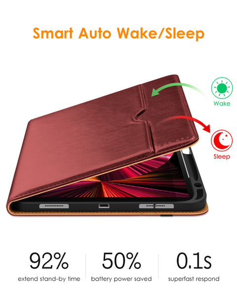 DTTO Case for iPad Pro 11 Inch 4th/3rd/2nd/1st Generation 2022/2021/2020/2018,Premium PU Leather Folio Stand Cover with Hand Strap,Fit iPad Air 4/5 - Auto Wake/Sleep,Multiple Viewing Angles, Brown