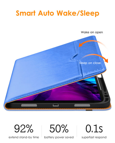 DTTO iPad Pro 12.9 6th / 5th / 4th / 3rd Generation Case 2022/2021/2020/2018, Premium Leather Folio Stand Cover with Built-in Apple Pencil Holder -Auto Wake/Sleep and Multi Viewing Angles,Brown