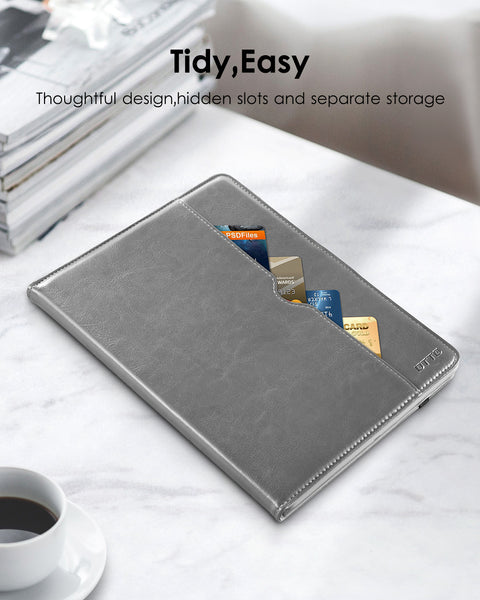 DTTO iPad Mini 1 2 3 Case, Premium Leather Folio Stand Cover Case with Multi-Angle Viewing and Auto Wake-Sleep Function, Front Pocket for Apple iPad Mini 1/Mini 2/Mini 3 - Brown