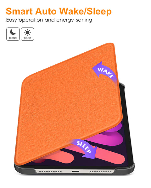 DTTO Case for iPad Mini 6 2021, [Fabric Texture Design+Auto Wake/Sleep+2nd Gen Apple Pencil Charging] Lightweight Hard PC Back Cover for iPad Mini 6th Generation 8.3 inch, Black