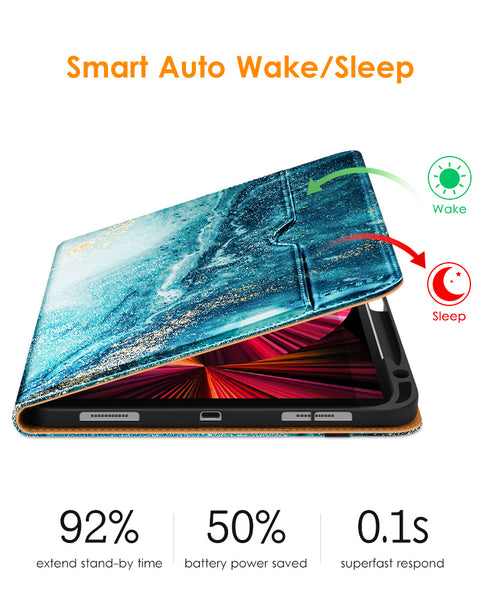 DTTO Case for iPad Pro 11 Inch 4th/3rd/2nd/1st Generation 2022/2021/2020/2018,Premium PU Leather Folio Stand Cover with Hand Strap,Fit iPad Air 4/5 - Auto Wake/Sleep,Multiple Viewing Angles, Brown