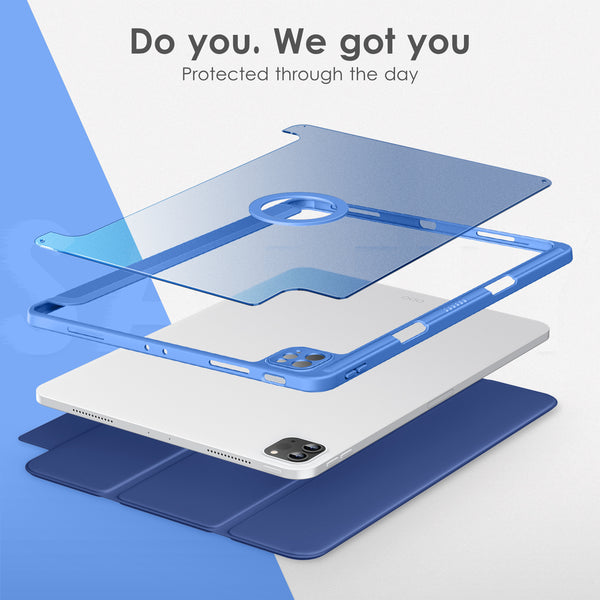 VIKESI iPad Pro 12.9 Smooth Matte Case with Pencil Holder and Camera Protector for iPad Pro 12.9 inch 6th / 5th / 4th / 3rd Generation Released in 2022/2021 / 2020/2018 - Light Blue