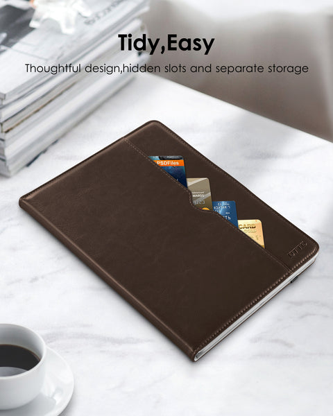 DTTO iPad Mini 4 Case, Premium Leather Folio Stand Cover Case with Multi-Angle Viewing and Auto Wake-Sleep Function, Front Pocket for Apple iPad Mini 4 - Brown