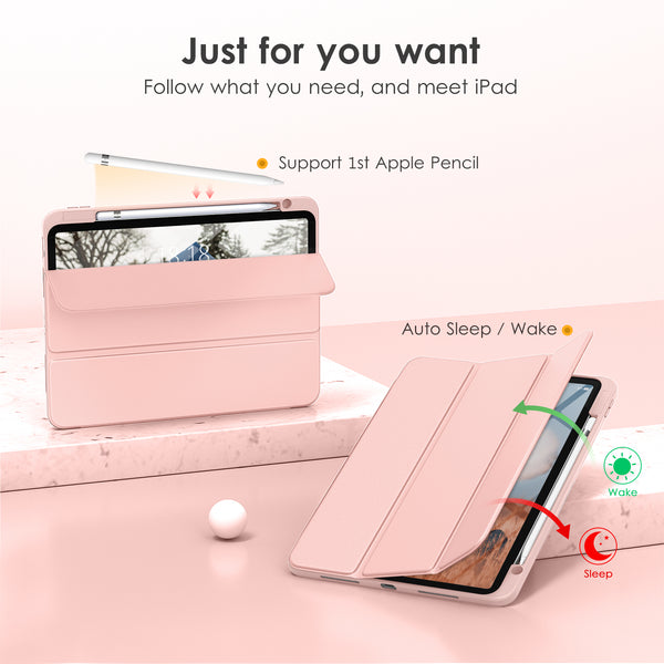 DTTOCASE iPad 10th Generation Case 2022, iPad 10.9 Inch Case with Clear Transparent Back and TPU Shockproof Frame Cover [Built-in Pencil Holder, Support Auto Sleep/Wake] -Black