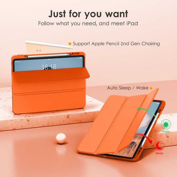 DTTOCASE iPad Pro 12.9 Case 6th / 5th / 4th / 3rd Generation 2022/2021 / 2020/2018,12.9 inch Clear Back Cover[Built-in Pencil Holder,Auto Sleep/Wake,Camera Protection] for iPad Pro-Blue Purple