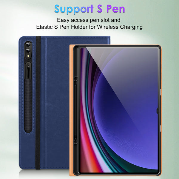 DTTO for Samsung Galaxy Tab S9 Ultra 14.6 inch Case 2023, Premium Leather Business Folio Stand Cover with S Pen Holder for Galaxy Tablet S9 Ultra 14.6’’ 2023 Model [SM-X910/X916B/X918U], Brown