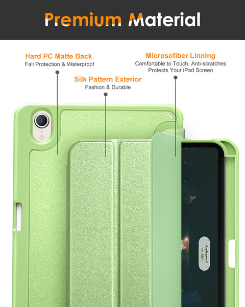 DTTO for iPad Mini 6 Case 2021 with Pencil Holder, Slim Smart Smooth Trifold Stand Front Cover [Auto Sleep/Wake] with Hard PC Clear Back Cover for Apple iPad Mini 6th Generation 8.3 Inch, Marble Green