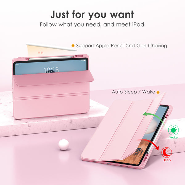 DTTOCASE iPad Pro 12.9 Case 6th / 5th / 4th / 3rd Generation 2022/2021 / 2020/2018,12.9 inch Clear Back Cover[Built-in Pencil Holder,Auto Sleep/Wake,Camera Protection] for iPad Pro-Blue Purple