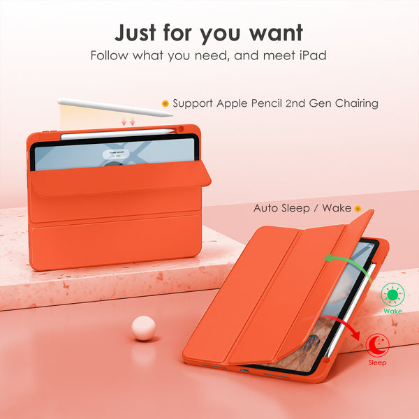 DTTOCASE for iPad Air Case 5th / 4th Generation 10.9 Inch (2022/2020),iPad Pro 11 Inch Case with Transparent Shockproof Back Cover[Built-in Pencil Holder,Auto Sleep/Wake,Camera Protection]-Blue Purple