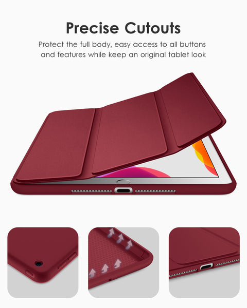 DTTO iPad 9th/ 8th/ 7th Generation 10.2 Case, Lightweight Soft TPU Back for iPad 10.2 Inch (2021/2020/2019) [Auto Wake/Sleep + Trifold Stand] - Rose Gold