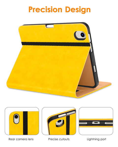 DTTO New iPad Mini 6th Generation Case 8.3 Inch 2021, Premium Leather Business Folio Stand Cover with Built-in Apple Pencil Holder-Auto Wake/Sleep and Multiple Viewing Angles-Black