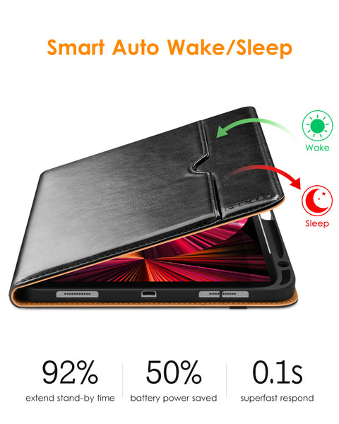 DTTO Case for iPad Pro 11 Inch 4th/3rd/2nd/1st Generation 2022/2021/2020/2018,Premium PU Leather Folio Stand Cover with Hand Strap,Fit iPad Air 4/5 - Auto Wake/Sleep,Multiple Viewing Angles, Brown