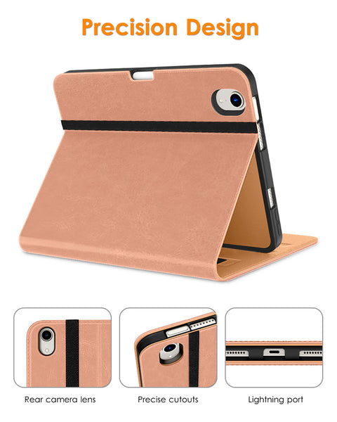 DTTO New iPad Mini 6th Generation Case 8.3 Inch 2021, Premium Leather Business Folio Stand Cover with Built-in Apple Pencil Holder-Auto Wake/Sleep and Multiple Viewing Angles-Black